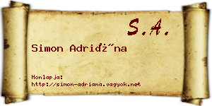 Simon Adriána névjegykártya
